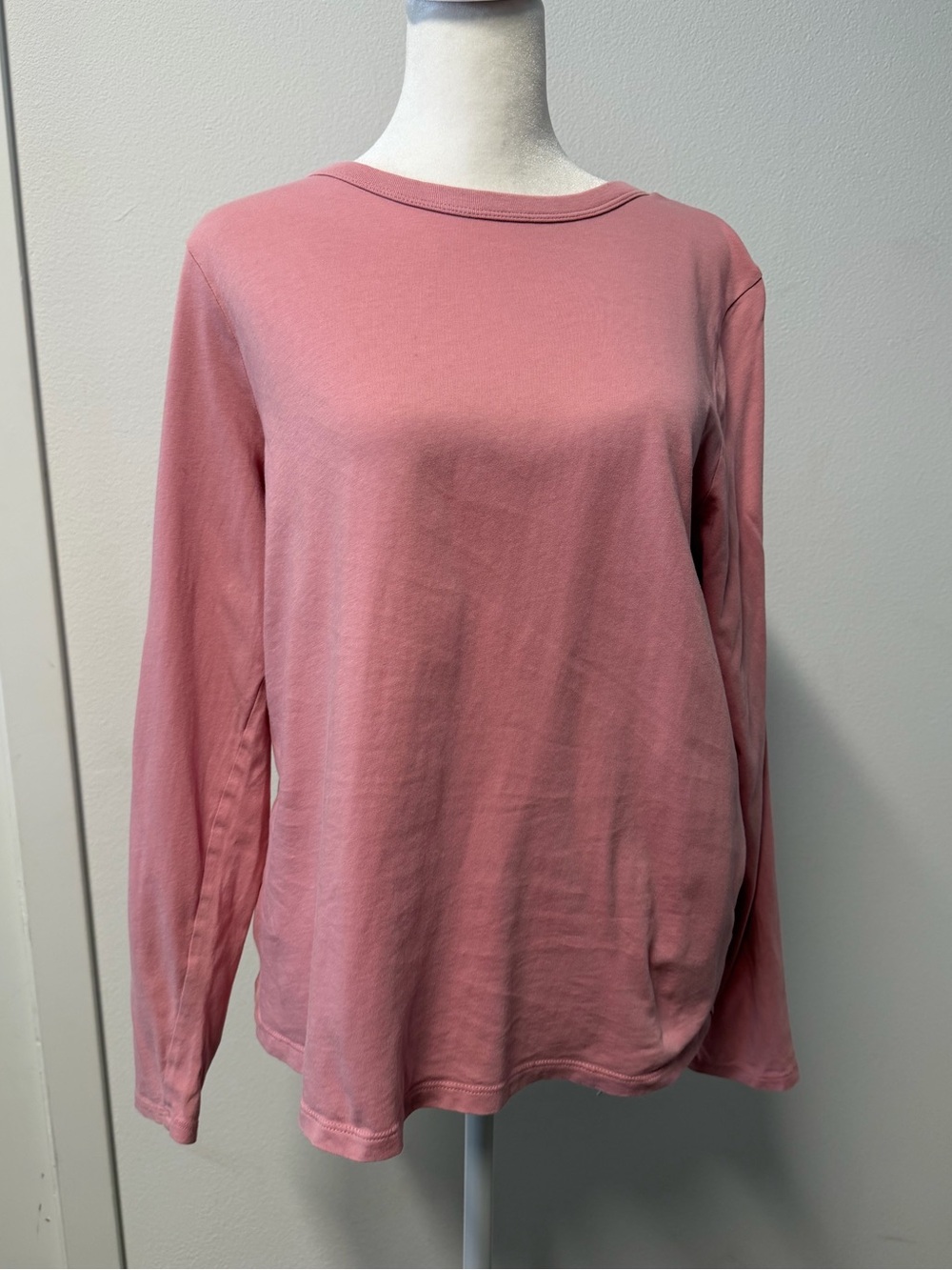 Old Navy EveryWear Pink Long Sleeve Cotton Crew Neck Tee Size Medium